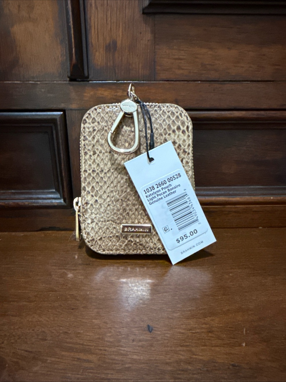 BRAHMIN Katelynn Pouch, light pecan bonaire Genuine Leather
